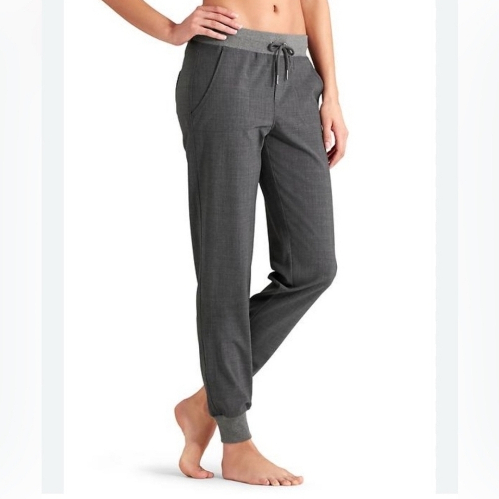 Athleta Wool City Jogger In Black Heather Drawstring Pockets Women's Size 10